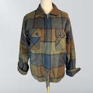 Vintage 50s Traverse Bay Woolen Co. Plaid Wool Zip Up Jacket